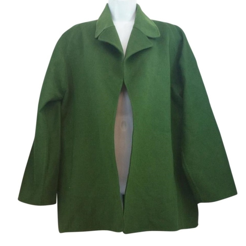 Shamask Forest Green Open Front Wool Jacket 1 - image 1